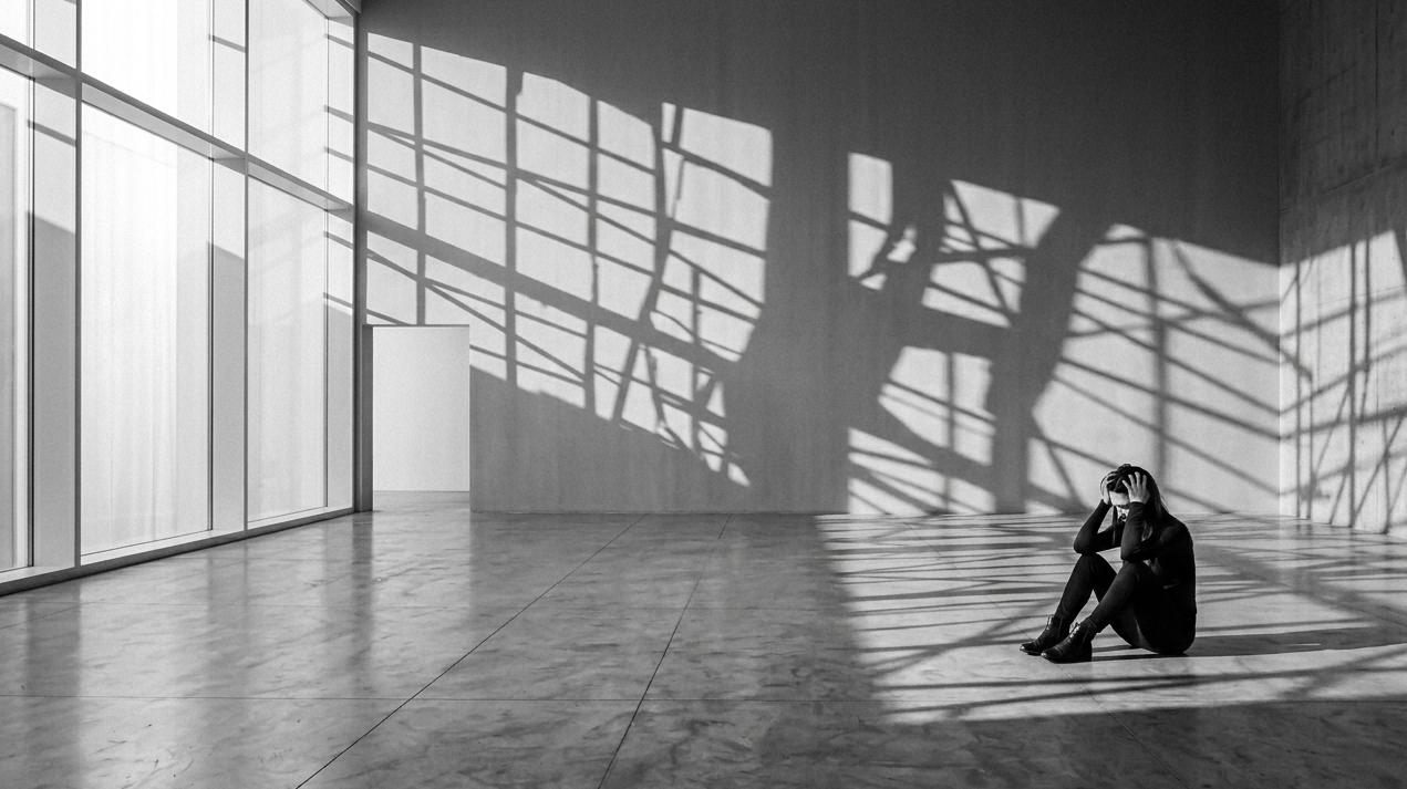 ilişki hakkında karar vermekte zorlanan kişinin içsel çatışmasını temsil eden sahne