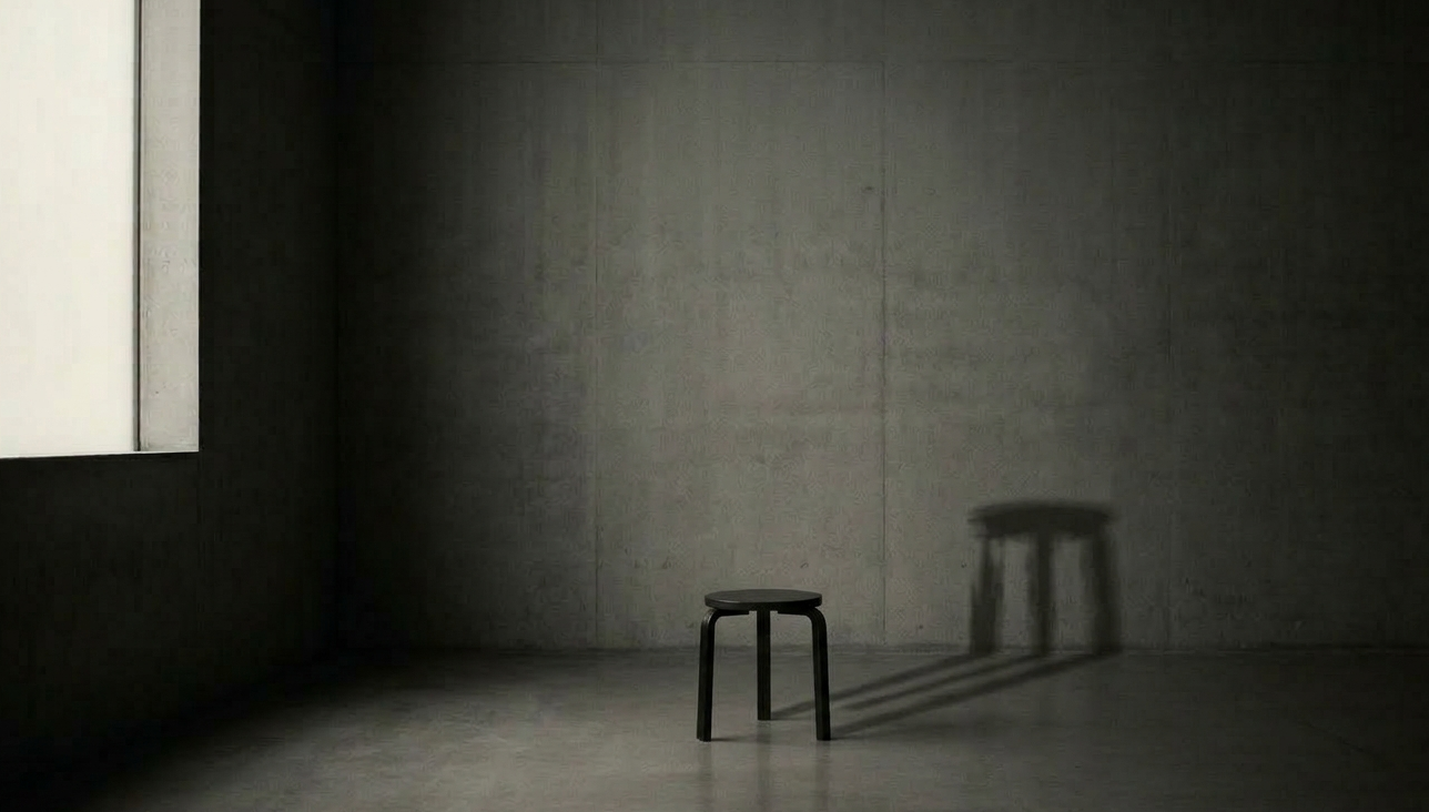 İçsel gerilim ve zihinsel huzursuzluğu temsil eden soyut minimal sahne