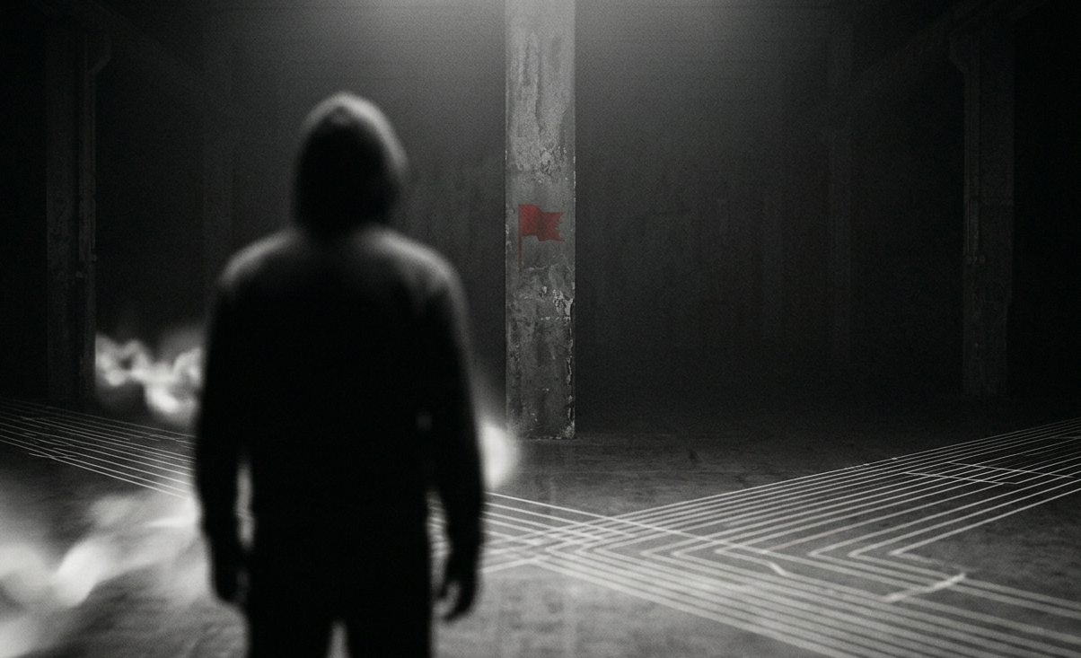 Person overlooking warning signs in a relationship dynamic